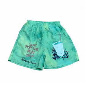 Grüne Krawatte gefärbte bedruckte Marken-Herren-Shorts, Sommer, lässige Sporthose, Streetwear