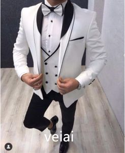 Men's Suits 3 Piece Wedding Tuxedos For Groom Slim Fit Business Men Shawl Lapel Male Fashion Blazer Pieces (Jacket Pants Vest)