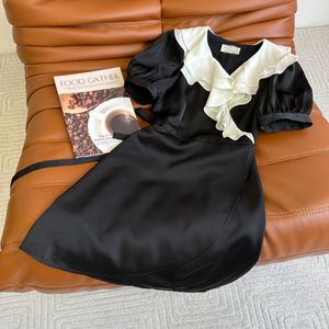 Fashion Design Women's Casual Dress Silk Vintage Court Style Ruffled Collar High Empire 0524