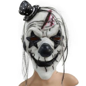 Hat Clown Mask Halloween lateksowy czarno -biały mały kapelusz HARLEQUIN Dress Up Head Masquerade będzie zabawną maską