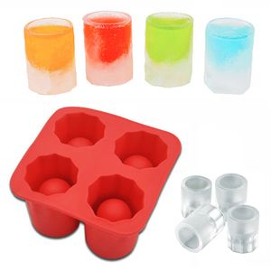 4 Cup Shape Silicone Ice Cube Mold Shot Glass Ice Mould Ice Cube Tray Summer Bar Party Beer Ice Cocktail Cold Drinking Tools