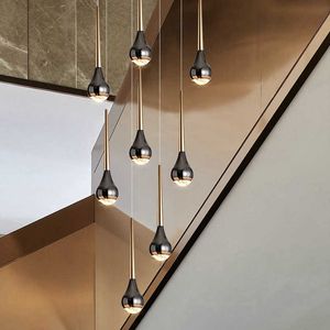 Pendant Lamps Duplex Building Loft Villa Stair Long Chandelier Nordic Modern Simple Hollow High Light Luxury Hotel Apartment Living Room Lamp G230524