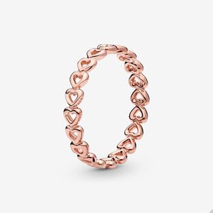 18k Rose Gold Hearts Stacking Rings for Pandora Authentic Sterling Silver Wedding Party Jewelry Designer Ring For Women Girl Girl Gift Love Ring With Original Box