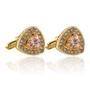 Manschett länkar nya smyckenförsäljning Premium Crystal Men's Emalj lyxskjorta Rhinestone French Gold Cufflinks G220525