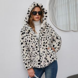 Женский меховой искусственный женский леопардовый пальто