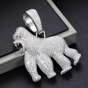 Full VVS Moissanite Iced Out Gorilla Pendant Bling 925 Sterling Silver Pass Diamond Test Luxury Hiphop Jewelry for Menhip Hop Personlighet Pendant