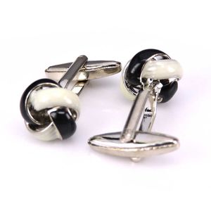 Cuff Links C-MAN Men's Jewelry Shirt Brand Black and White Knot Cufflinks G220525