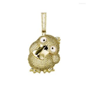 Pendant Necklaces Cartoon Anime Duck Ornament Inlaid With Zircon For Women Men Rapper Jewelry Gift