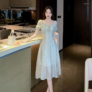 Parti Elbiseleri Yaz Fransız Kore versiyonlu Tatlı Tatlı Peri Uzun Bel Tomurcuk İpek Şifon Elbise