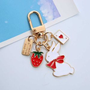 Keychains Girl Heart shaped Rabbit Cartoon Strawberry Peach Love Car Pocket Pendant Keychain Accessories Cute nice G230525