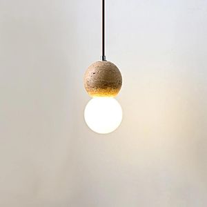 Pendant Lamps Yellow Marble Lamp Bedside Gourd Japan Travertine Hanging Light Dining Table Nordic Living Room Suspended Droplight