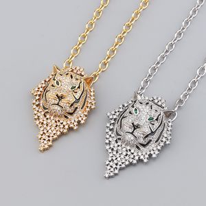 Gold 925 Silver Tiger Diamond Chains Charm أقراط قلادة قلادة فاخرة للنساء للرجال مصمم مجوهرات حفلة عيد الميلاد هدايا عيد ميلاد الفتيات