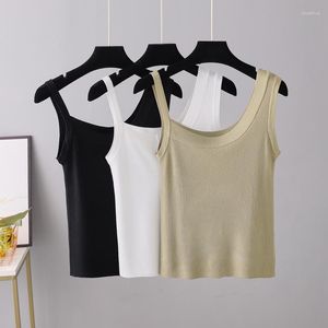 Women's Tanks HLBCBG Sexy Knit Tank Top Women 2023 High Quality Slim Camisole Female Women's Freedom Seamless Crossover Racerback