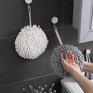 Havlu şönil el havlu mutfak banyo topu ile asılı döngüler hızlı kuru yumuşak emici mikrofiber beyaz gri