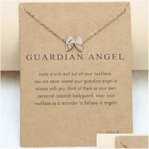 Pendant Necklaces Fashion Jewelry Guardian Angel Wing 18K Gold Plated Necklace Woman Alloy South American Womens Choker Sier Mens Wi Dhlsz