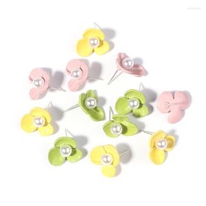 Stud Earrings Alloy Flower Pearl Stamens 3 Sizes 16mm 17mm 19mm Accessories For Women Making Charms DIY Jewelry