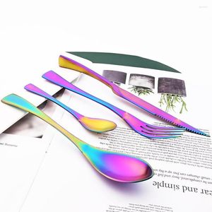 Servis uppsättningar Western 24st Cutlery Matter High Quality Set rostfritt stål Silverwork Fork Kaffesked Kniv Tabeller