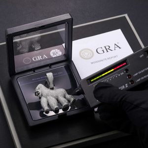 fafafa Voller VVS-Moissanit Iced Out Gorilla-Anhänger Bling Sterling Silber Pass Diamond Test Hiphop-Schmuck für Männer