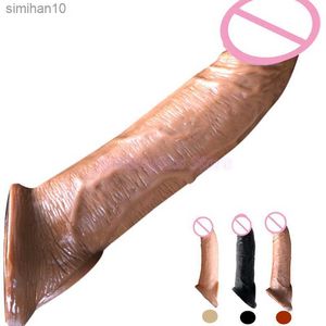 Dildos/Dongs Reusable Penis Sleeve Extender Realistic Penis Silicone Extension Sex Toy for Men Cock Enlarger Sheath Delay L230518