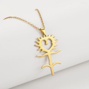 Anhänger-Halsketten Dreamtimes Sonnenblumen-Halskette, romantische Liebessonnenblume, Edelstahl, Charm-Kette, Schmuck, Geschenke für Frauen, Accessoires