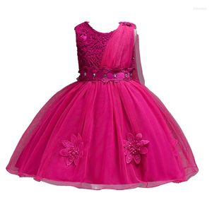 Casual Dresses Summer Children's Wedding Dress Bow Mesh Girl's Red Gown Christmas Costumes