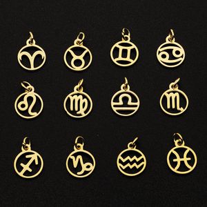 12 teile/satz Sternzeichen Edelstahl Horoskop DIY Schmuck Charms Stecker Großhandel Ohrring Herstellung Anhänger Fabrik Preis