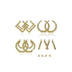 Dangle Shandelier Luxury Jewelry Mtiple shapes Ethnic Large Vintage Goldメッキの竹のフープイヤリングのための12モード選択FAS DHHJR