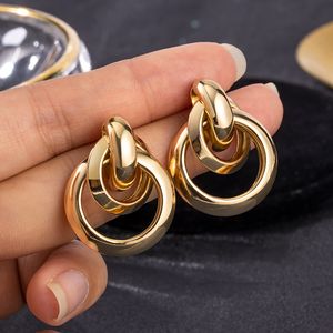 Damen-Ohrringe, vergoldet, ungewöhnliche Creolen für Frauen, Vintage-Geometrie, Metallohrringe, 2022, trendige Mode, weiblicher Schmuck