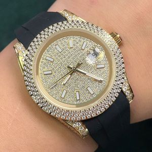 Titta på fodral med Diamond Mens Automatiska mekaniska klockor 40mm vattentäta safirkvinnor armbandsur lysande Montre de Luxe