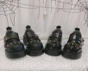 Elbise ayakkabıları lolita perçin toka yuvarlak ayak parmağı gotik punk pompalar platform kama yüksek topuk sürüngenleri Japon harajuku karanlık 20228214843