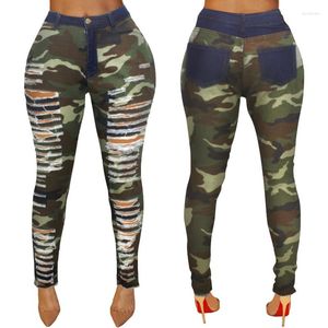 Women's Jeans Green Camouflage Women 2023 Fashion Distressed Fringe Ripped High Waist Skinny Woman Casual Slim Denim Pencil Pants