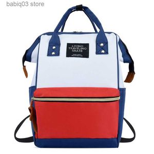 Borse per pannolini Moda Zaino da viaggio a colori a contrasto Borsa per pannolini per bambini Zaino da donna Borsa per mamma di grande capacità Madre Forniture per bambini T230526