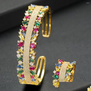 Серьговые ожерелье набор Kellybola Trendy Luxury Dubai Noble Charm блестящий свадебный кольцо с открытым браслетом для женщин Dhgarden Dhbsv