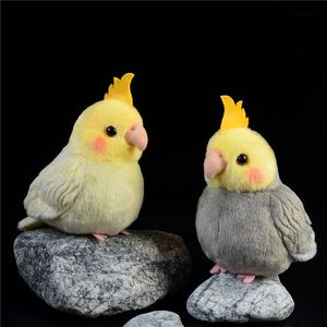 Plush Dolls 12.5cm High Yellowface Cockatiel Stuffed Animals Toys Real Like Normal Grey Cockatiels Parrot Birds Plush Doll Gifts 230525