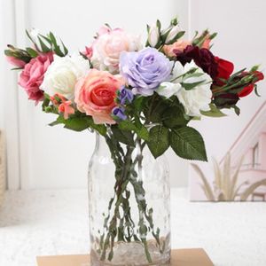 Dekorativa blommor konstgjorda rosilke med stjälkar blomma bukett ordna hembordsdekoration för bröllop brud