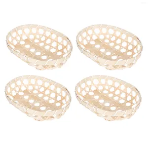 Dinnerware Sets 4 Pcs Fruit Bread Tray Round Stackable Basket Makeup Appetizer Serving Oval Platter Astetic Room Decor