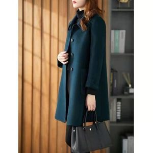 A lã feminina combina a moda mais jovem reversível casaco de caxemira de comprimento 20