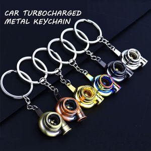 Mini Metal Turbo Turbocharger Keychain Cool Car Spinning Turbine Pendant Keyring For Women Män Key Dekoration Tillbehör Gåvor