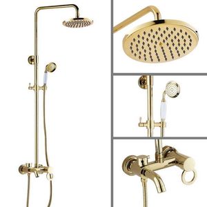 Set doccia da bagno in ottone color oro monocomando a parete per bagno soffione a pioggia soffione vasca da bagno rubinetto set telefono forma spray manuale mgf414 G230525