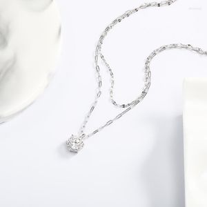 Kedjor Glänsande urval S925 Full Body Sterling Silver 2 Classic Six Claw Double Layer Tassel Mosan Diamond Necklace