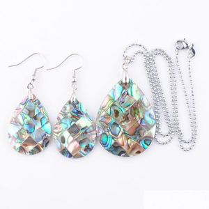 Brincos colar de jóias de gotas de água de casca de abalone natura