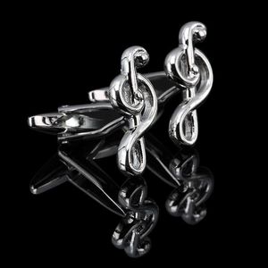 Манжеты ссылки C-Man Hot Treble Clef Cufflinks Fashion Wholesale и розничный дизайн Silver Music Notes Мужские запонки G220525