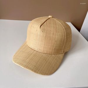 Caps de bola 202303-2508363 Designer chique de verão Raffia grama sólida dura luz respirável esporte chapéu de beisebol homens mulheres lazer lazer Cap boné