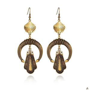 Dangle Chandelier Ethnic Jewelry Vintage Earrings For Women Geometric Metal Shell Pendant Drop Delivery Dhint