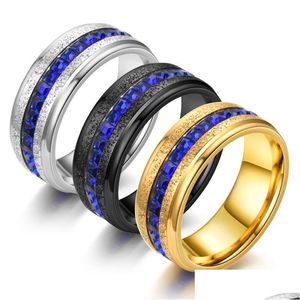 Кольца полосы пары синие ослепительные однояжа бриллиантовые кольцо роскошные дизайнерские ювелирные ювелирные ювелирные изделия мужски Bijoux de Createurs Luxe Femmes Drop Deving Dhyt9