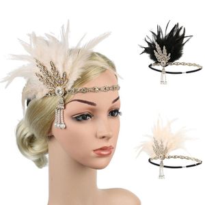 Headbands Vintage Fascinators With Feather For Women Elegant Rhinestones Party Hair Headband Beaded Bands Drop Delivery Jewelry Hairj Dhk3H