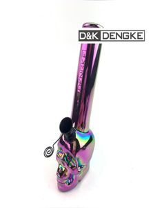 DK Shiny Colorful Glass Bong Super Mini Skull Fashion Hookah Fumar pipa de agua Electrochapa Mano Soplado Calidad Cool Forma única 5482051