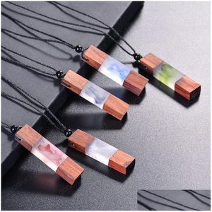 Pendant Necklaces Handmade Resin Wood Necklace For Women Men Charm Rope Chain Birthday Gifts Drop Delivery Jewelry Pendants Dholq
