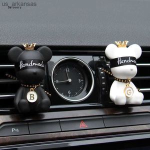 Car Air Freshener New Cute Car Accessories Perfume Air Conditioner Air Outlet Diffuser Jewelry Bear Gypsum Aromatherapy Car Fragrance Decoration L230523