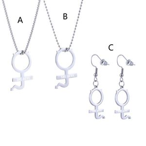 Pendant Necklaces 1Pc Stainless Steel Internet Girl She Devil Female Symbol Gothic Streetwear Necklace Earrrings Women Jewerly Set